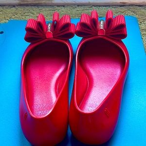Like new! Mini Melissa Girls Mel Space Love+Jason Wu Ballet Flat, Red, 12 medium